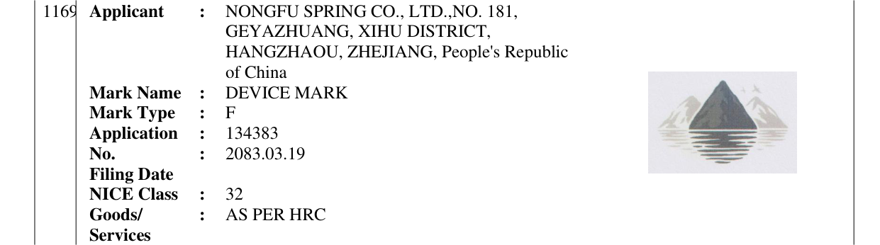 Original bulletin entry for DEVICE MARK