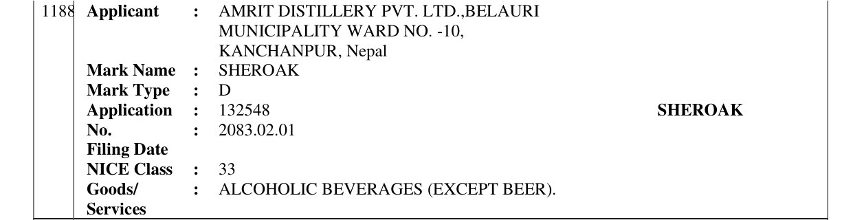 Original bulletin entry for SHEROAK