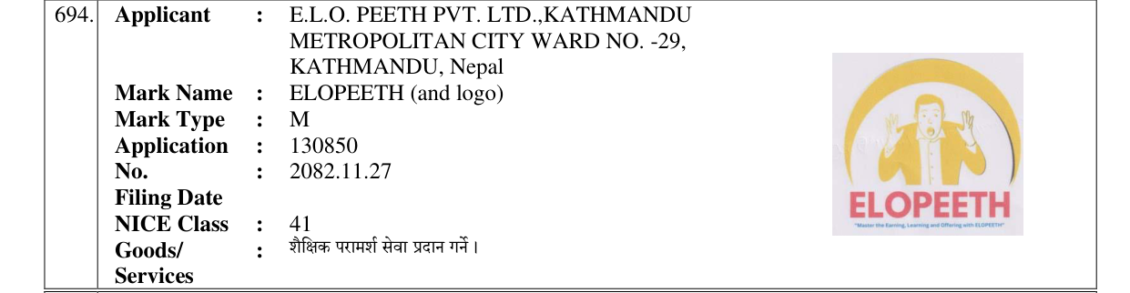 Original bulletin entry for ELOPEETH (and logo)
