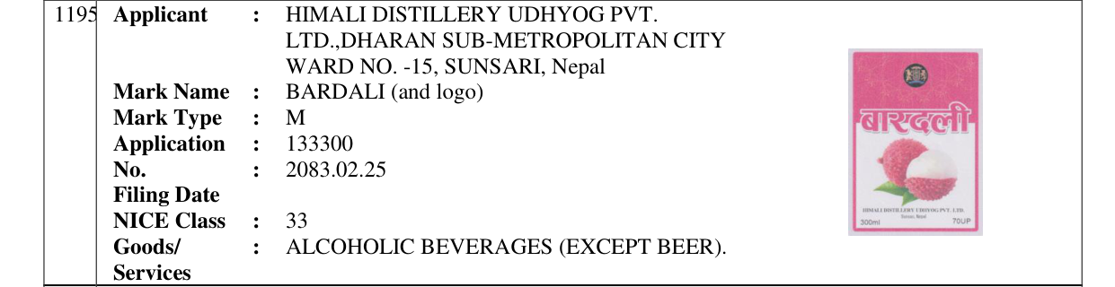 Original bulletin entry for BARDALI (and logo)