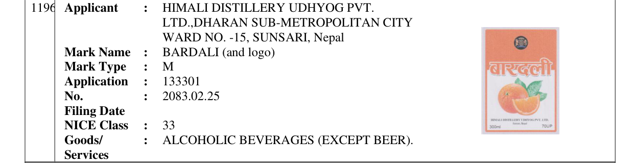 Original bulletin entry for BARDALI (and logo)