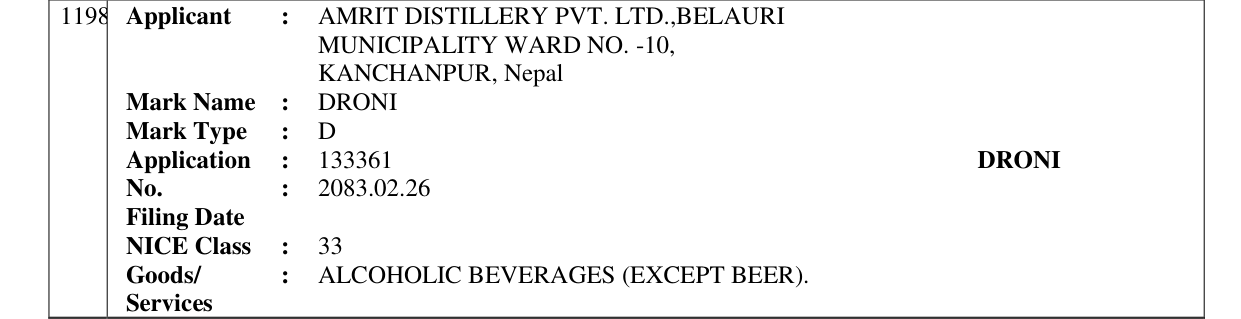 Original bulletin entry for DRONI