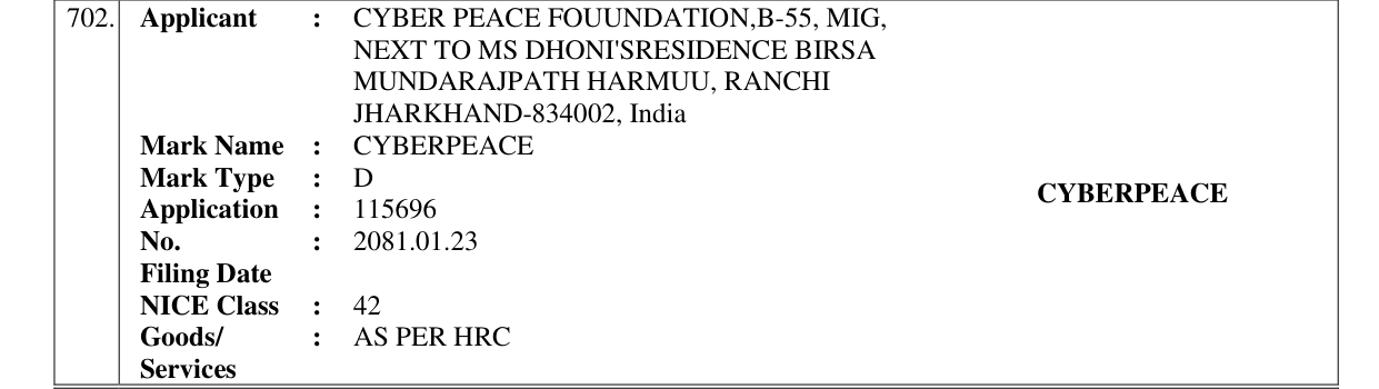 Original bulletin entry for CYBERPEACE