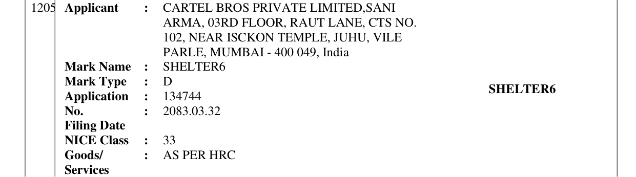 Original bulletin entry for SHELTER6