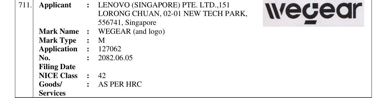 Original bulletin entry for WEGEAR (and logo)
