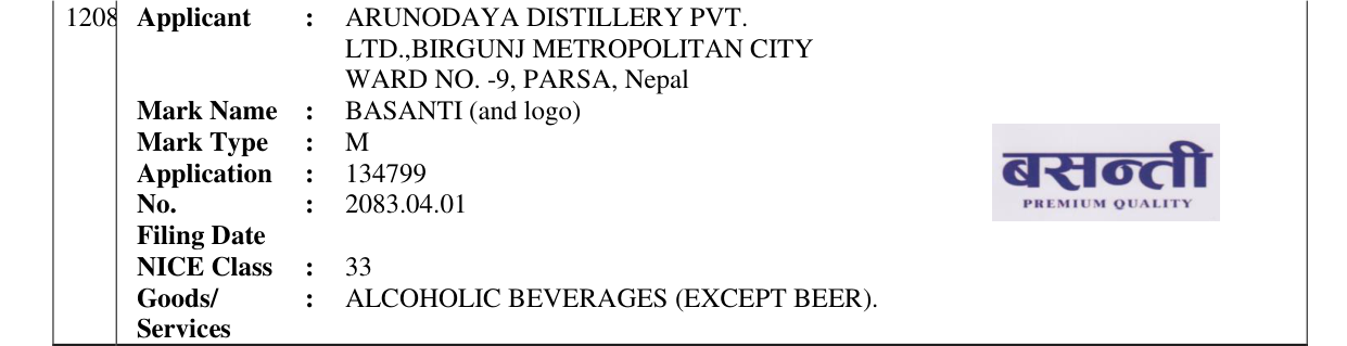 Original bulletin entry for BASANTI (and logo)
