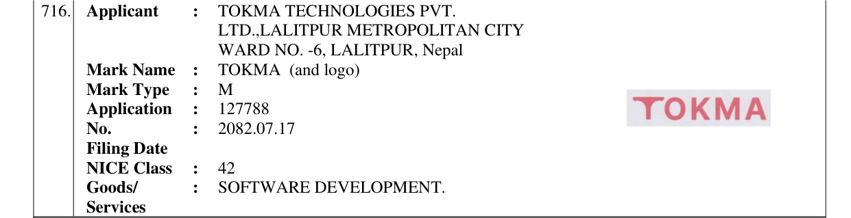 Original bulletin entry for TOKMA (and logo)