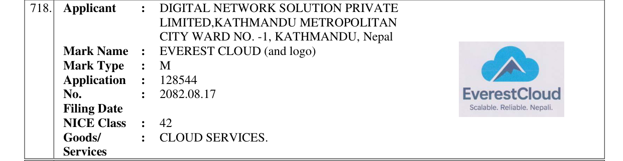 Original bulletin entry for EVEREST CLOUD (and logo)