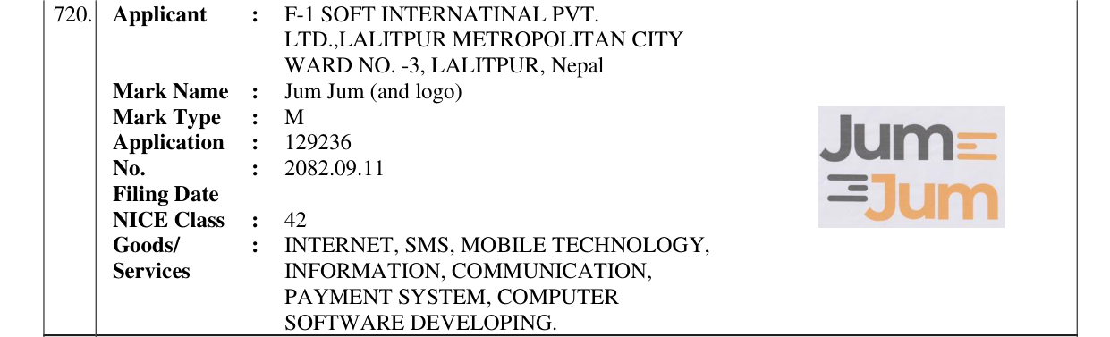 Original bulletin entry for Jum Jum (and logo)