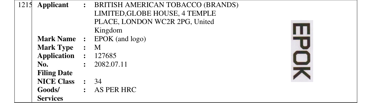 Original bulletin entry for EPOK (and logo)