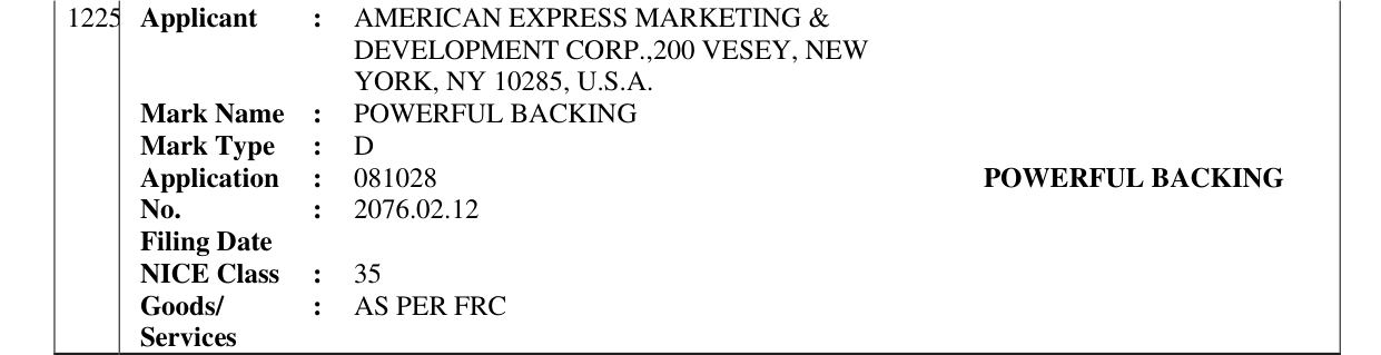 Original bulletin entry for POWERFUL BACKING