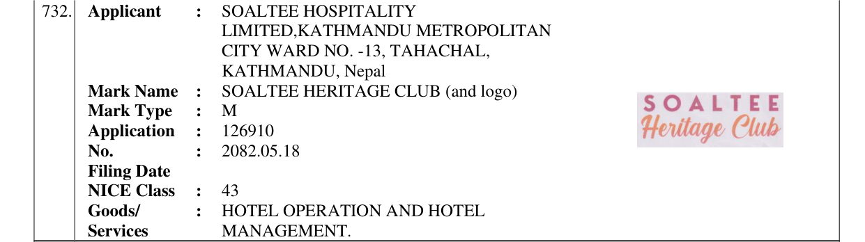 Original bulletin entry for SOALTEE HERITAGE CLUB (and logo)
