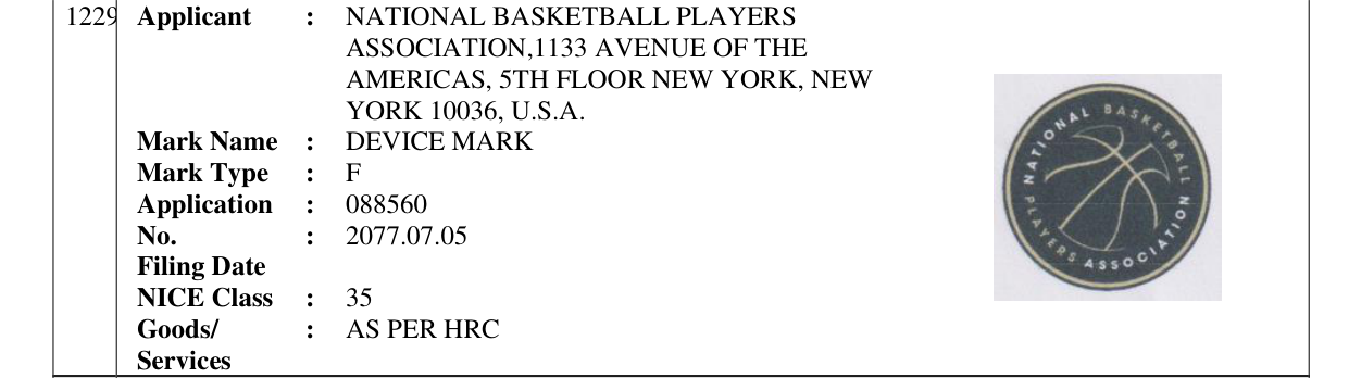 Original bulletin entry for DEVICE MARK