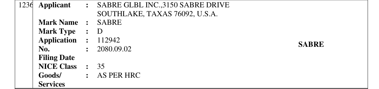 Original bulletin entry for SABRE