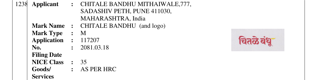 Original bulletin entry for CHITALE BANDHU (and logo)
