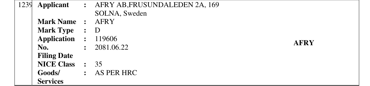 Original bulletin entry for AFRY