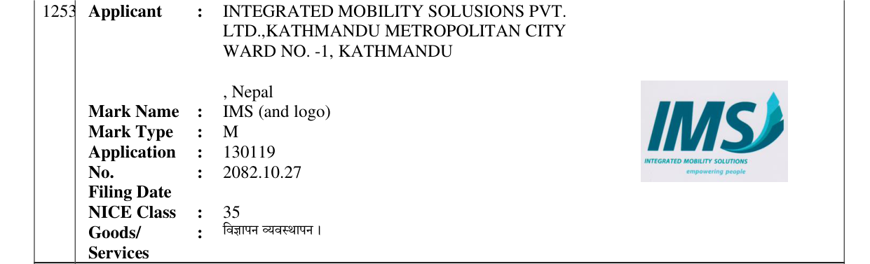 Original bulletin entry for IMS (and logo)