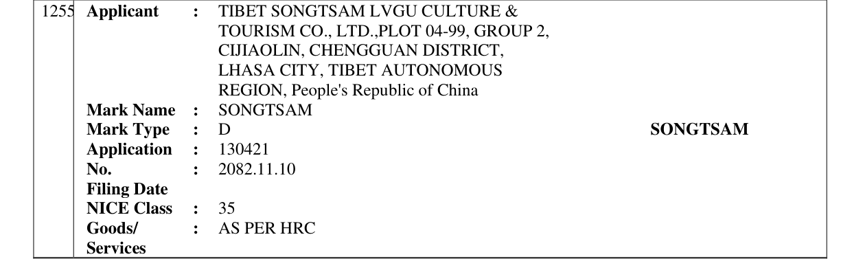 Original bulletin entry for SONGTSAM
