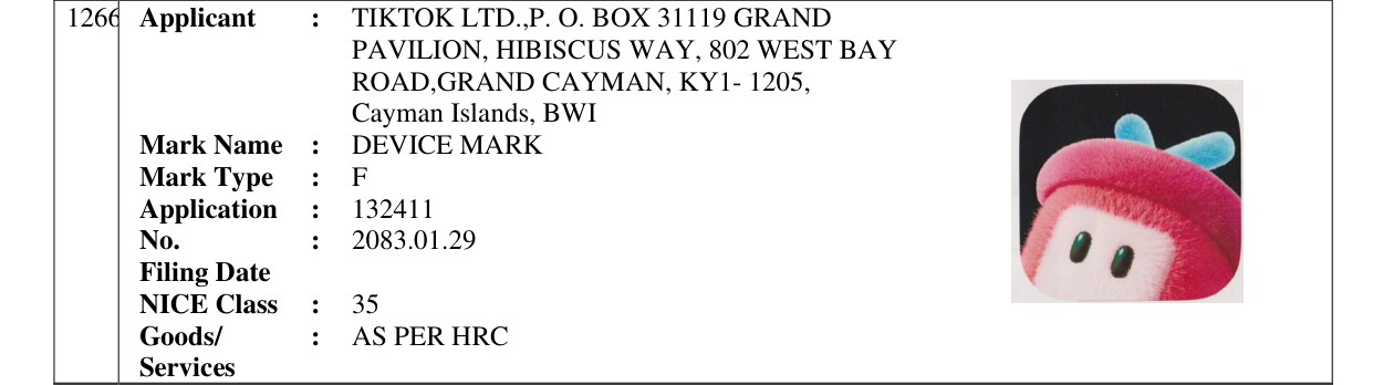 Original bulletin entry for DEVICE MARK