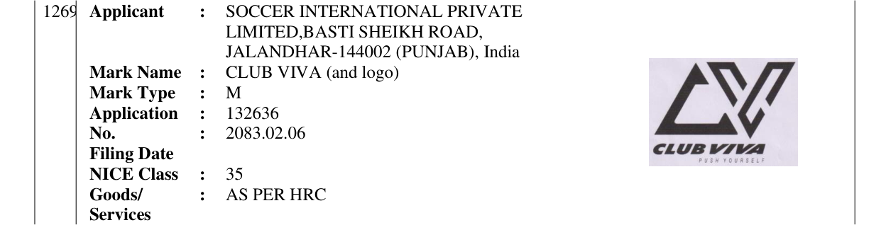 Original bulletin entry for CLUB VIVA (and logo)