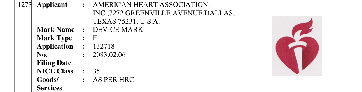 Original bulletin entry for DEVICE MARK