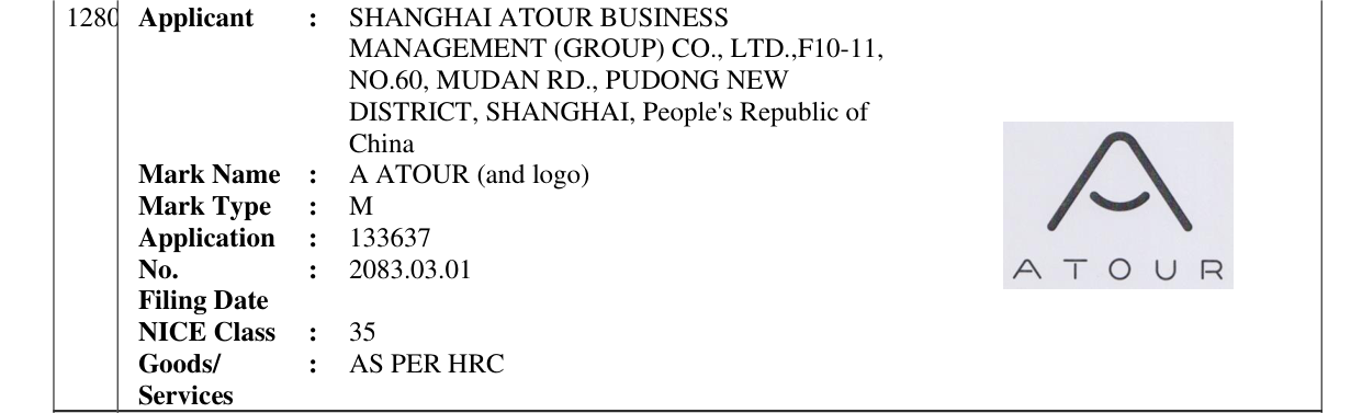 Original bulletin entry for A ATOUR (and logo)