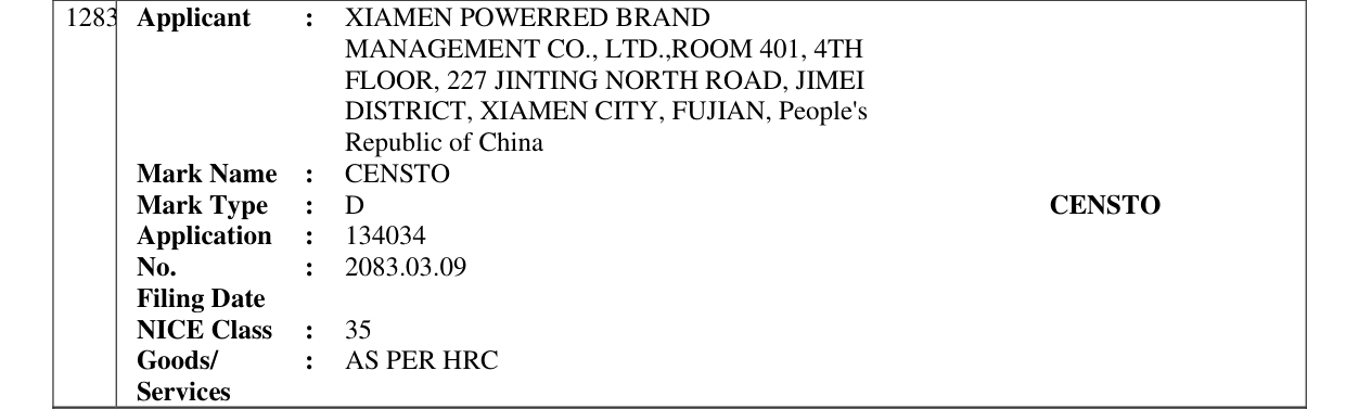 Original bulletin entry for CENSTO