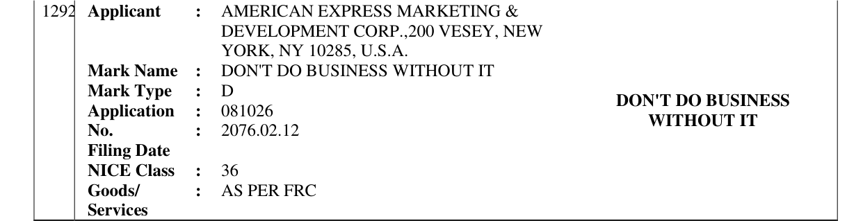 Original bulletin entry for DON'T DO BUSINESS WITHOUT IT