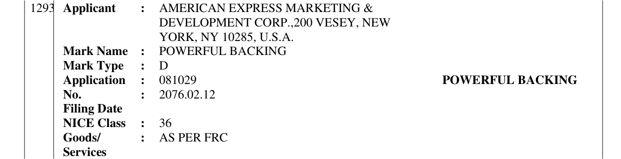 Original bulletin entry for POWERFUL BACKING