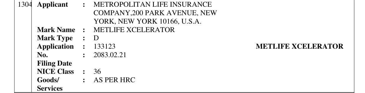 Original bulletin entry for METLIFE XCELERATOR
