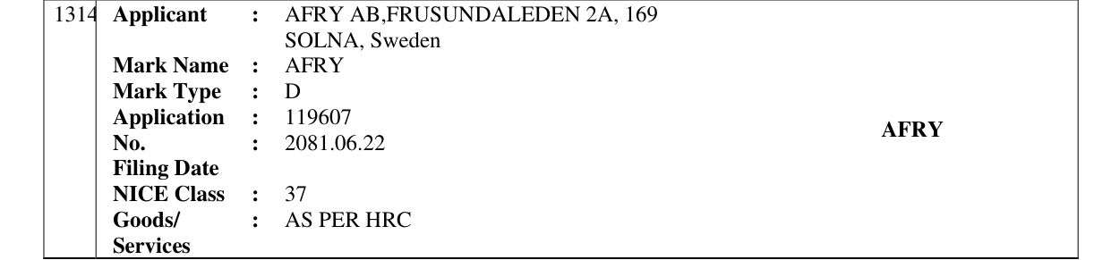 Original bulletin entry for AFRY