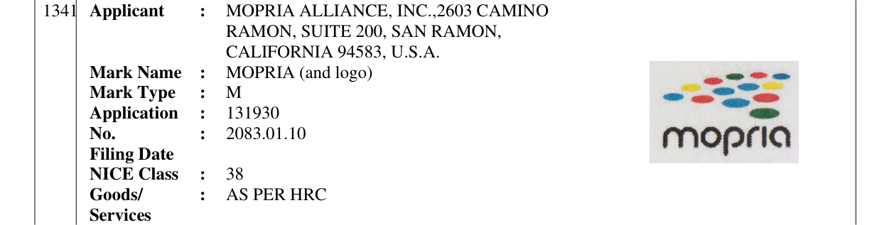 Original bulletin entry for MOPRIA (and logo)