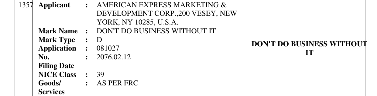 Original bulletin entry for DON'T DO BUSINESS WITHOUT IT