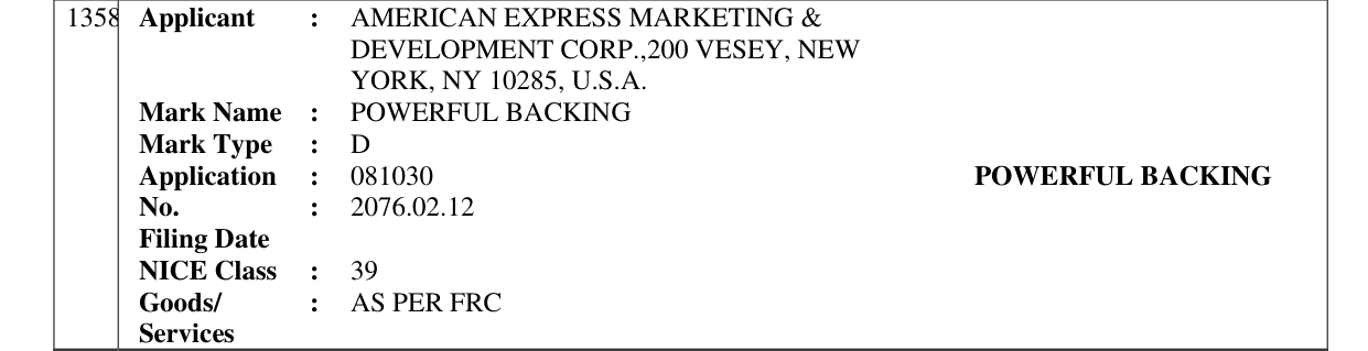 Original bulletin entry for POWERFUL BACKING