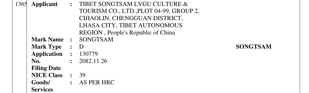 Original bulletin entry for SONGTSAM