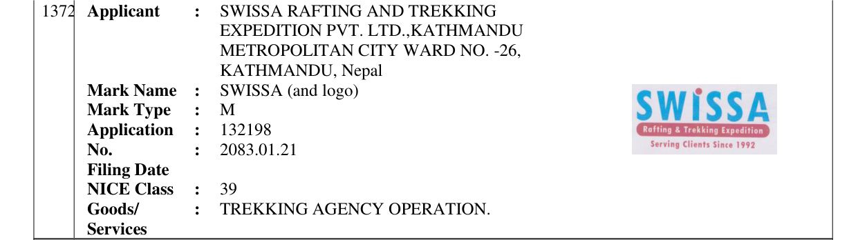 Original bulletin entry for SWISSA (and logo)