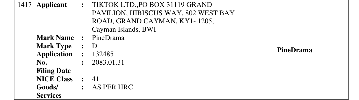 Original bulletin entry for PineDrama