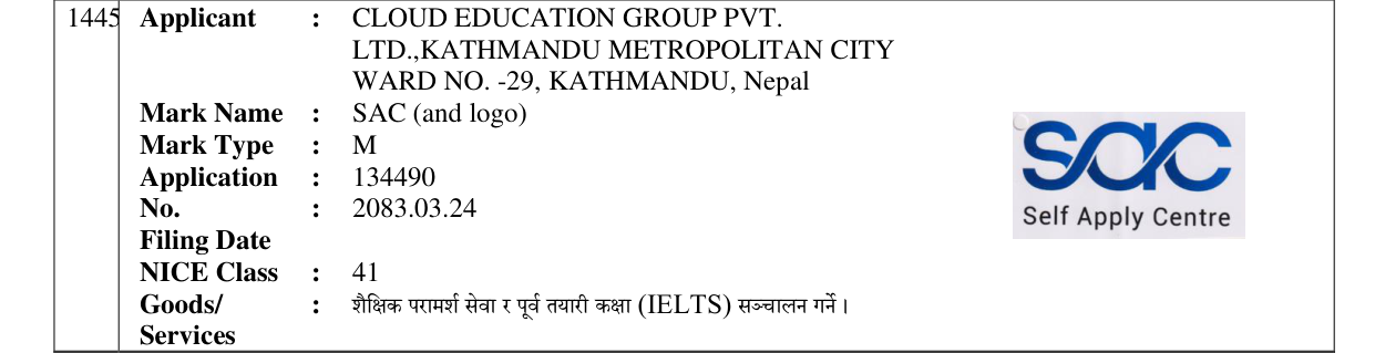 Original bulletin entry for SAC (and logo)