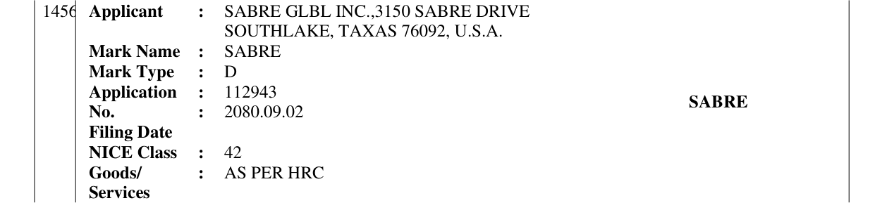 Original bulletin entry for SABRE