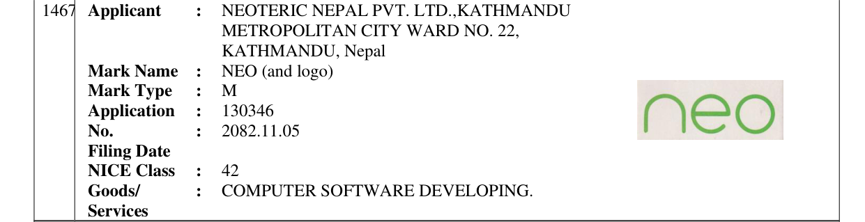 Original bulletin entry for NEO (and logo)
