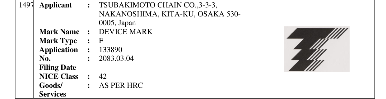 Original bulletin entry for DEVICE MARK