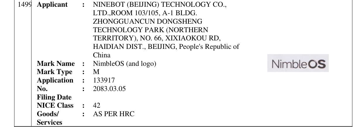Original bulletin entry for NimbleOS (and logo)