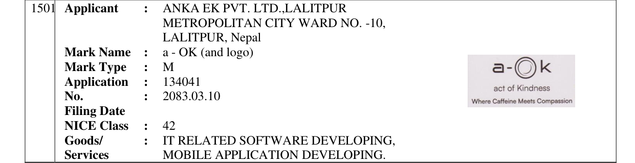 Original bulletin entry for a - OK (and logo)