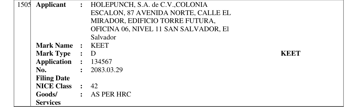 Original bulletin entry for KEET
