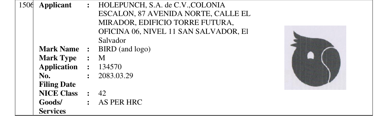 Original bulletin entry for BIRD (and logo)