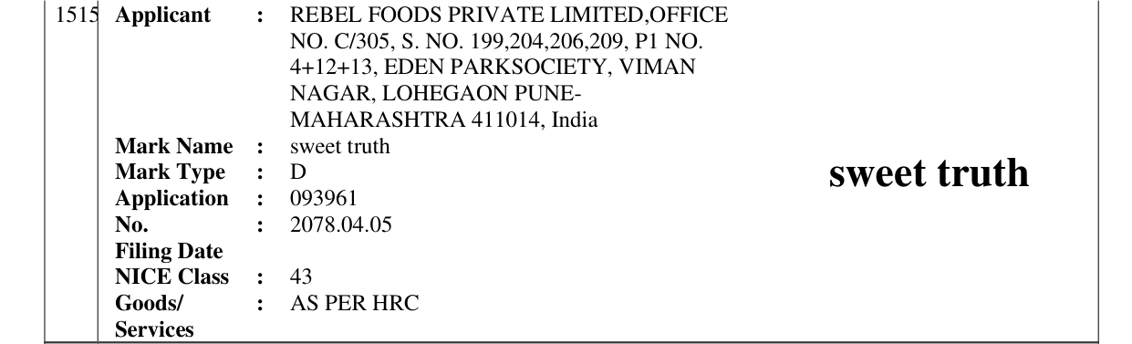 Original bulletin entry for sweet truth Mark Type