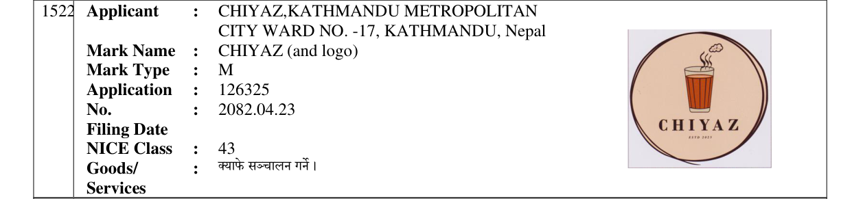 Original bulletin entry for CHIYAZ (and logo)
