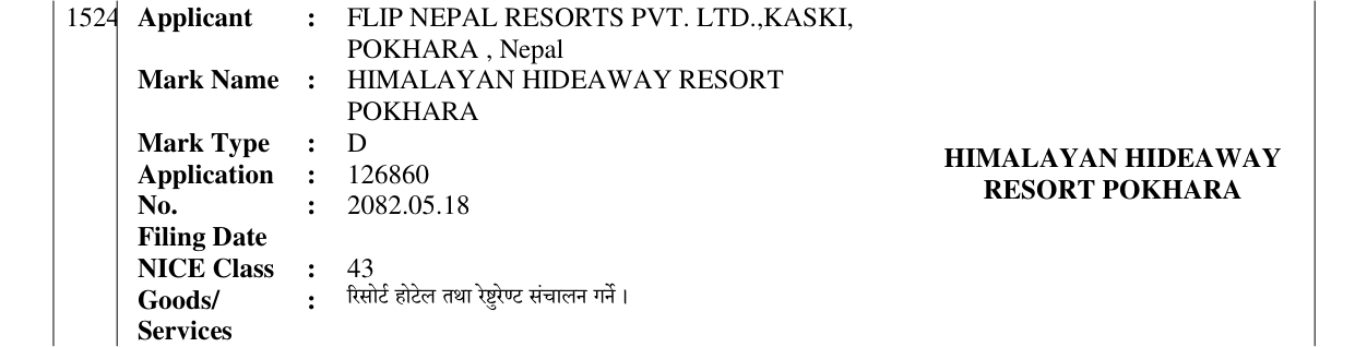 Original bulletin entry for HIMALAYAN HIDEAWAY RESORT POKHARA