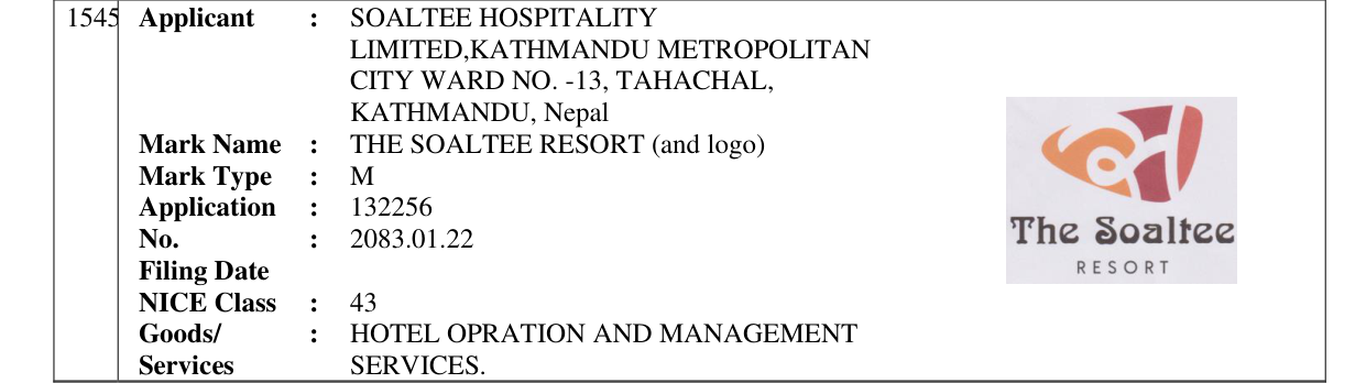 Original bulletin entry for THE SOALTEE RESORT (and logo)