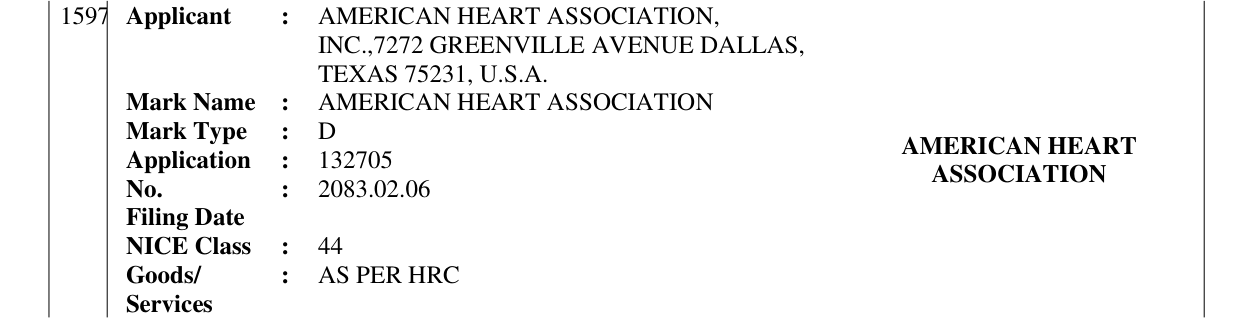Original bulletin entry for AMERICAN HEART ASSOCIATION